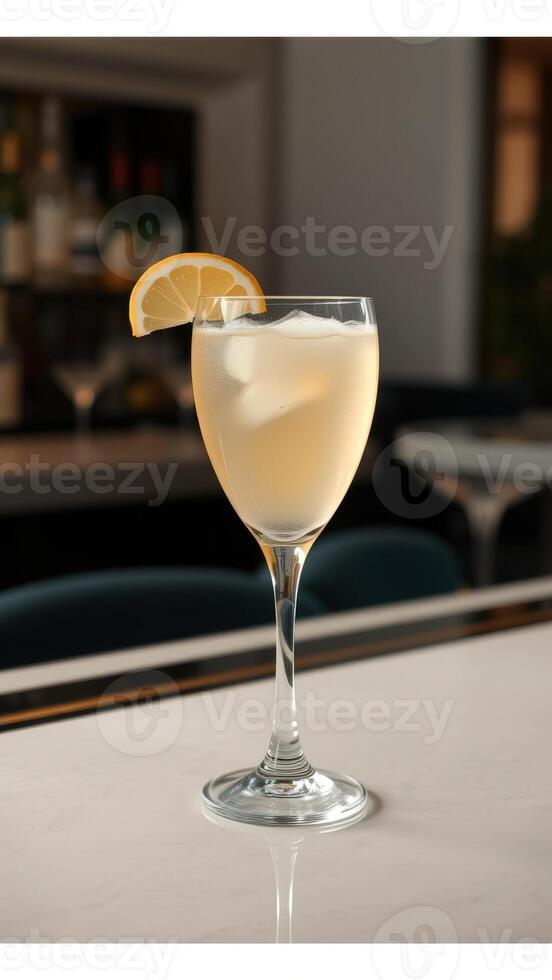 Refreshing Cocktail with Lemon Garnish photo