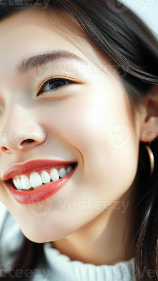 Close-up of a smiling woman's face photo