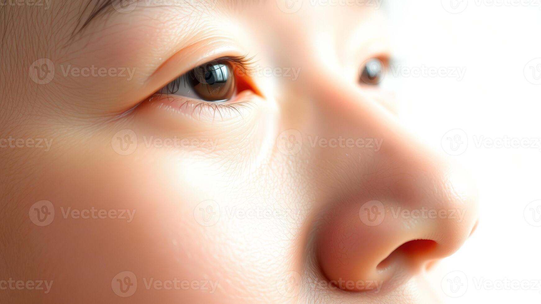 Close up of a woman's eye and nose photo