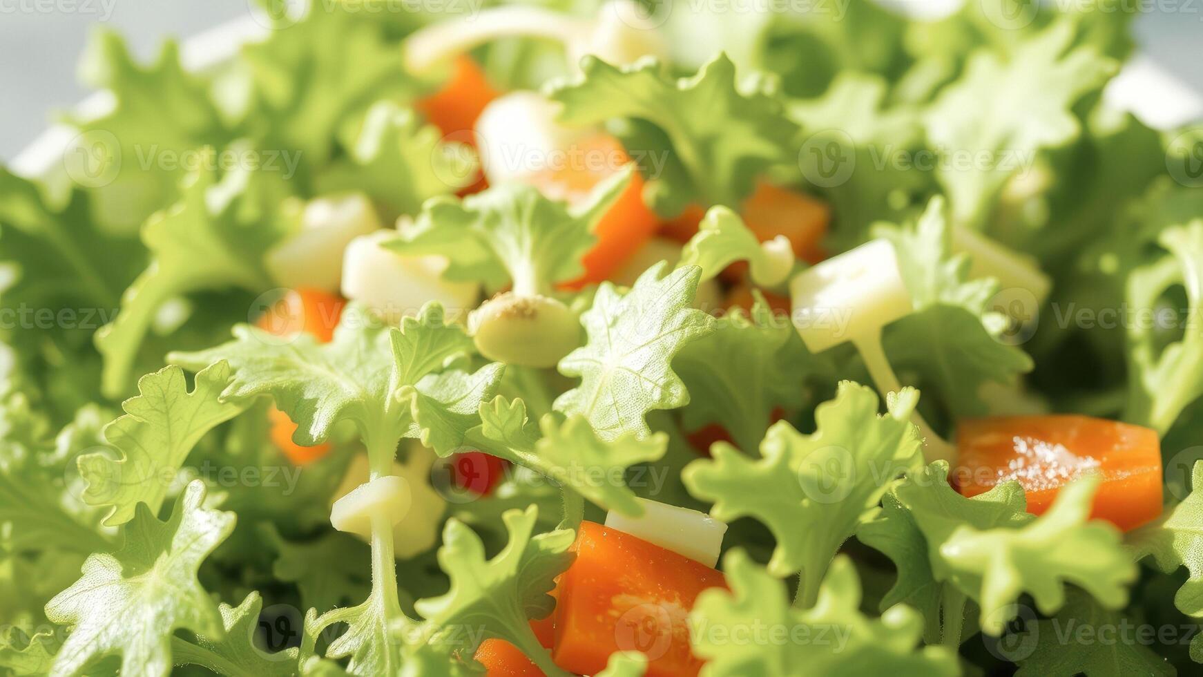 Fresh Green Salad with Carrot and Onion photo