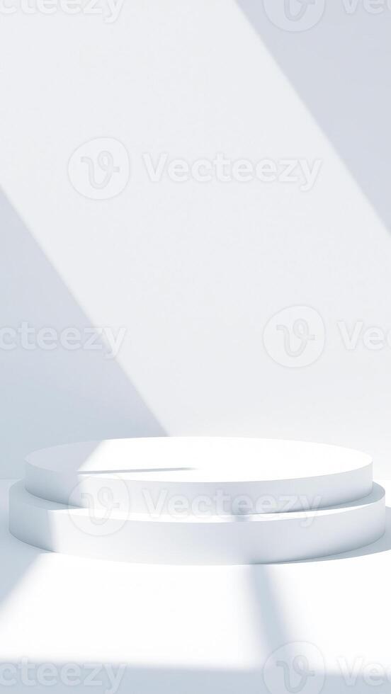Minimalist White Platform with Light and Shadow photo