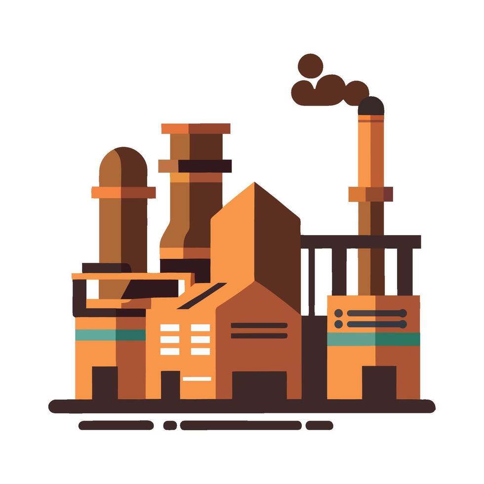 An illustration of a factory with smoke coming out of the chimney vector