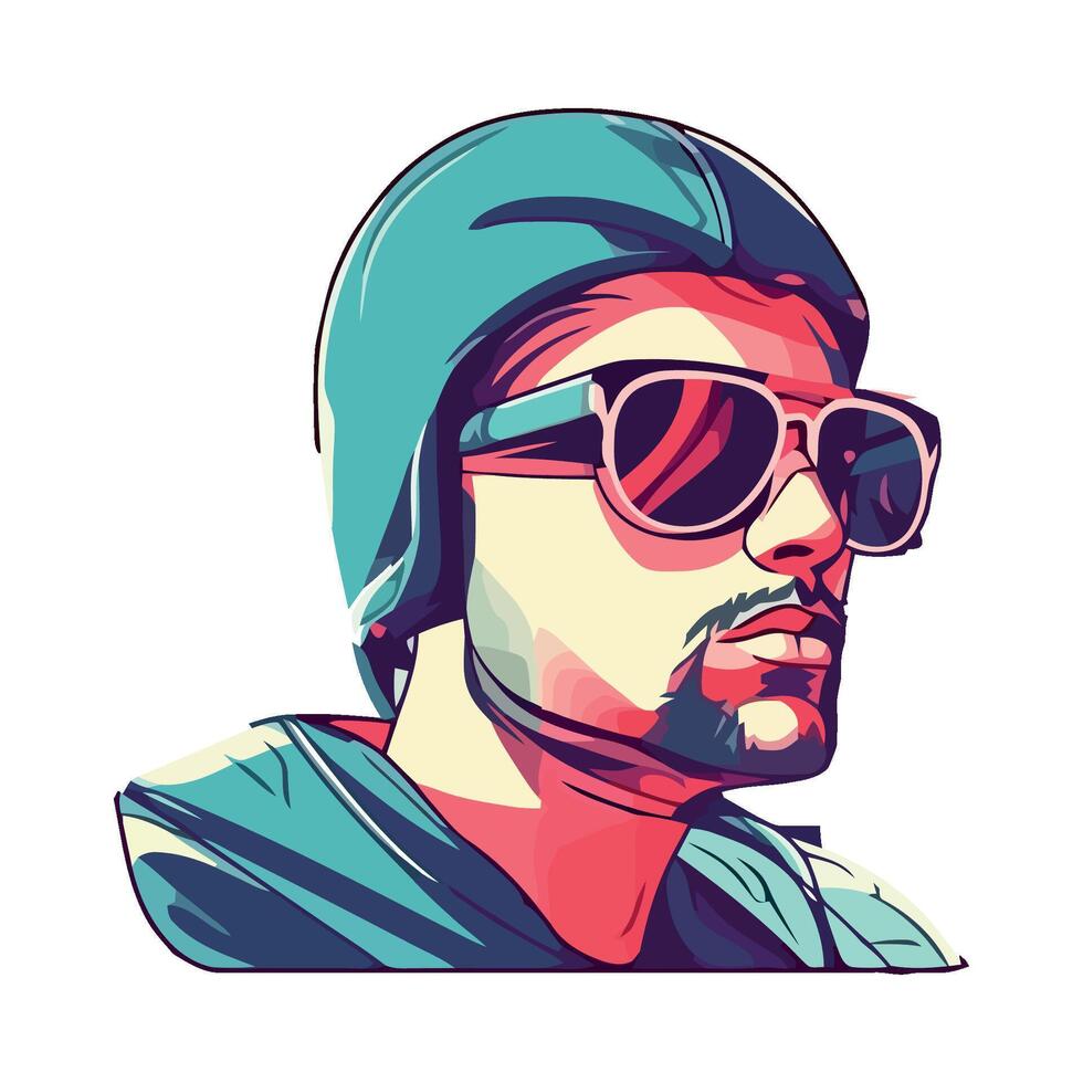 A man wearing sunglasses and a beanie vector