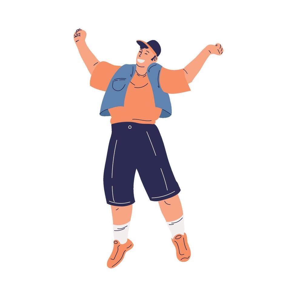 A cartoon man with arms up in the air vector