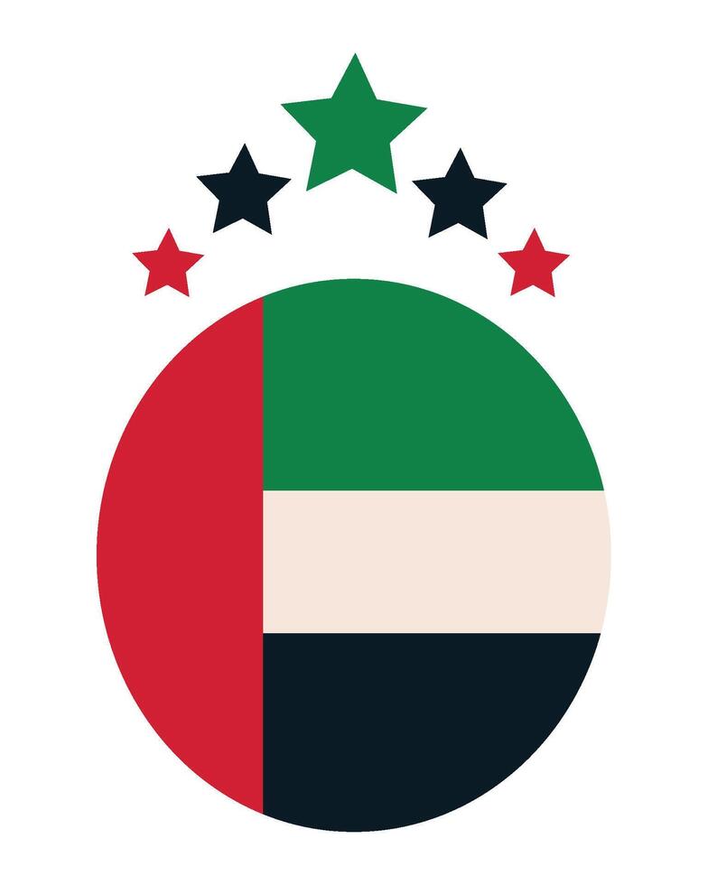 The uae flag is shown in the shape of a circle vector
