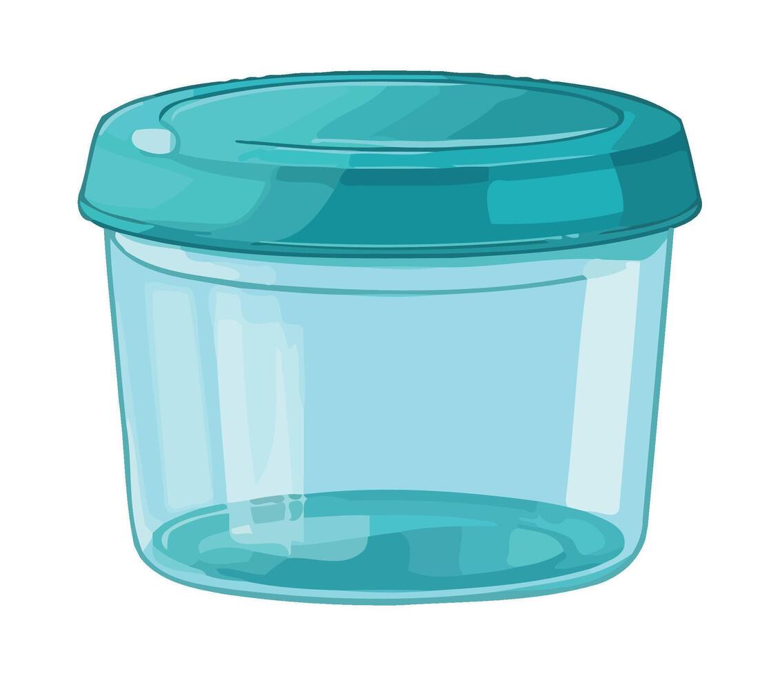 A blue plastic container with a lid vector