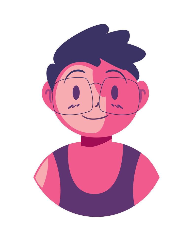 A cartoon avatar of a man with glasses vector