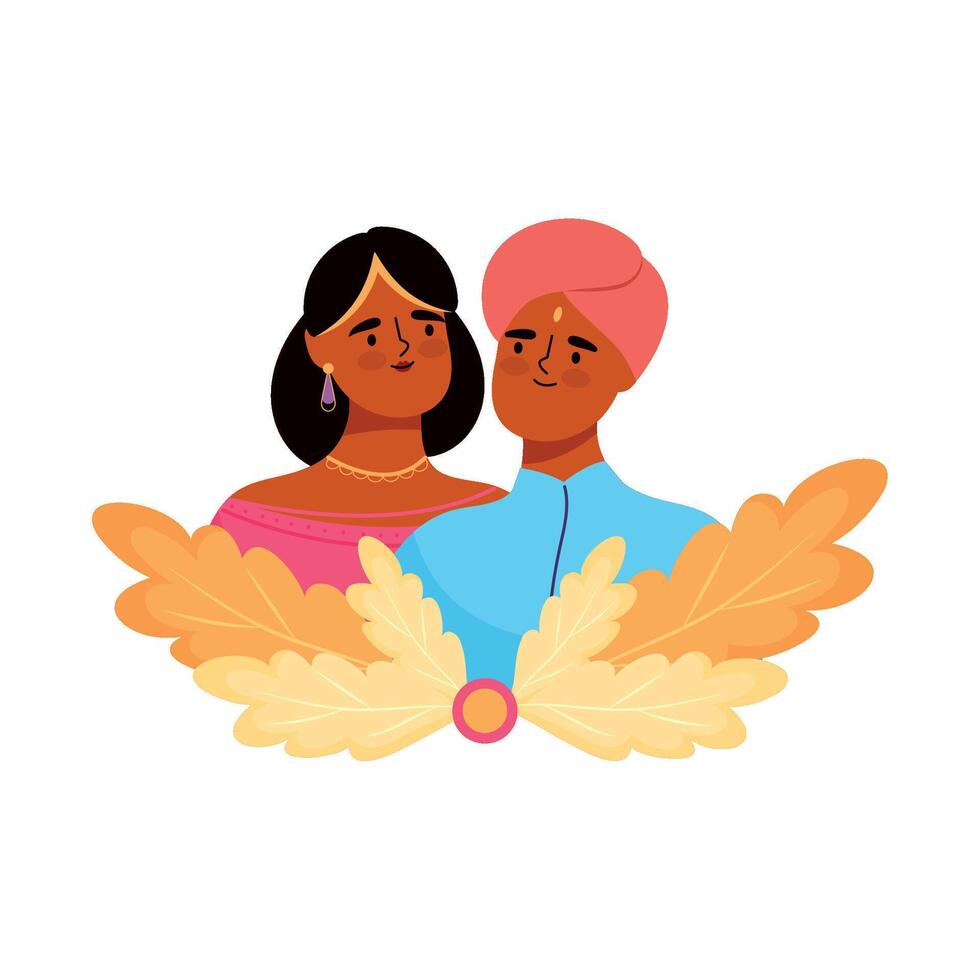 Indian couple illustration vector
