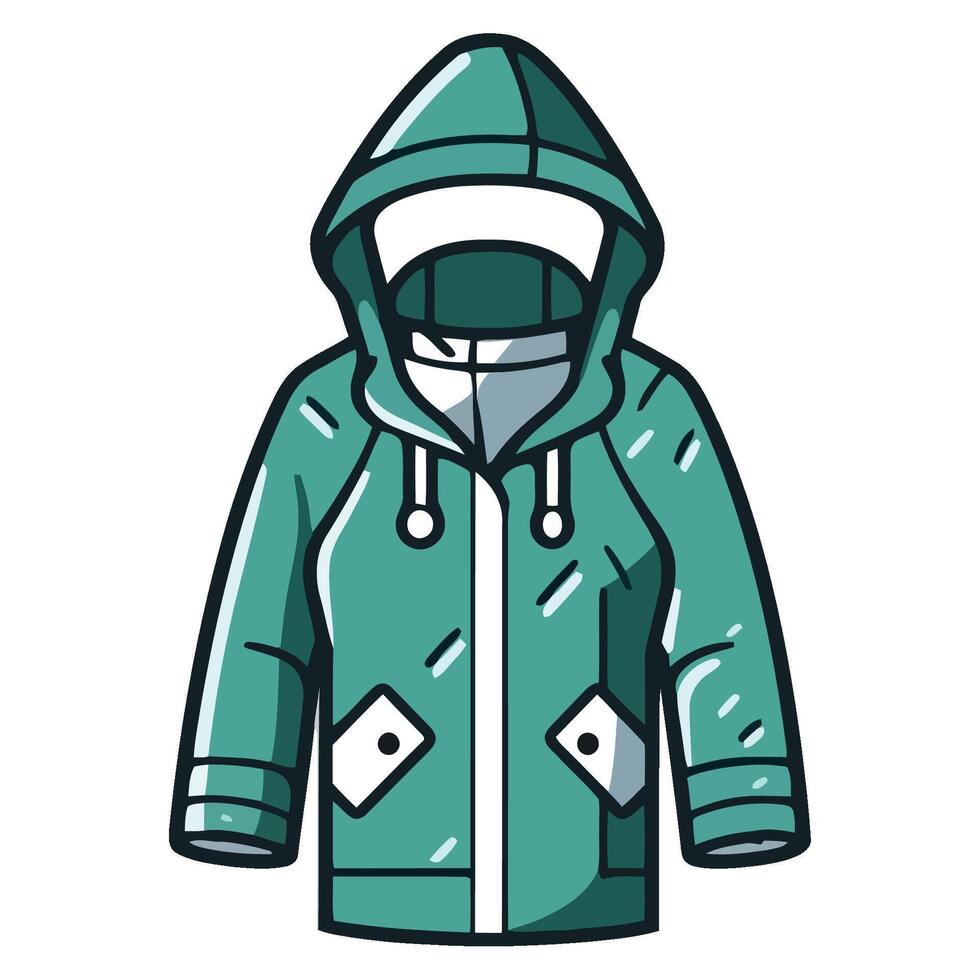 A green raincoat with hood on it vector