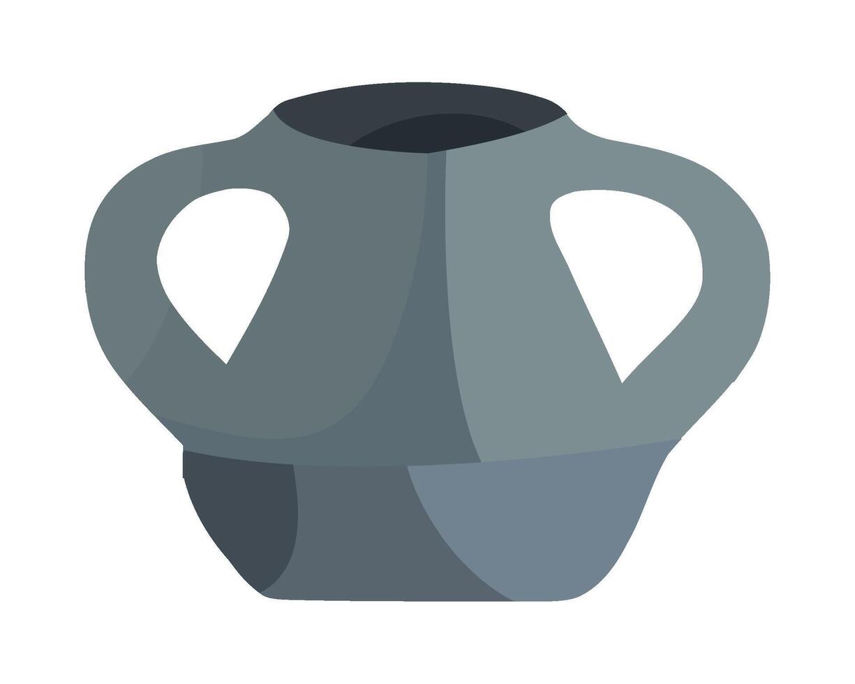 A gray vase with a handle on a white background vector