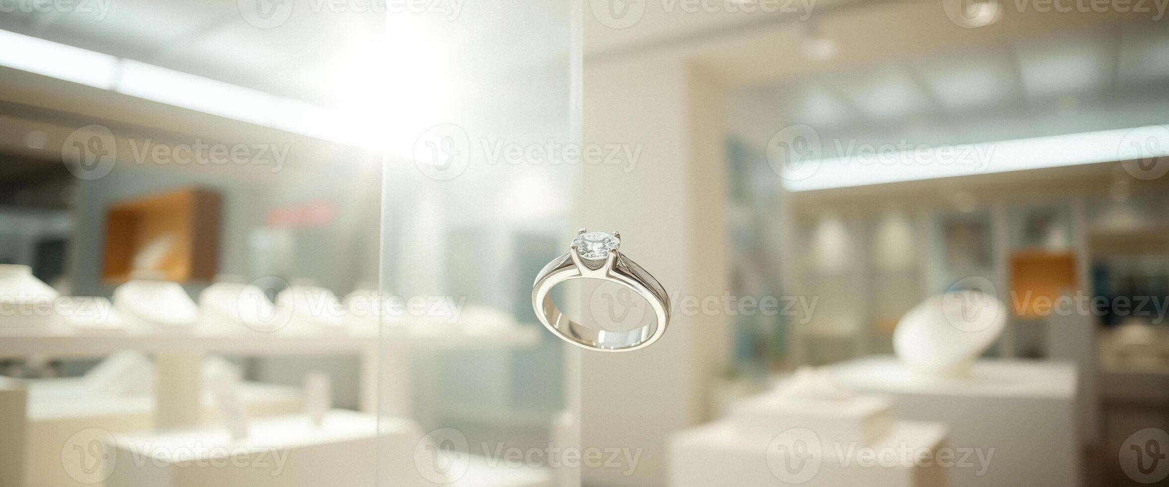 Diamond Ring in Jewelry Store Showcase photo