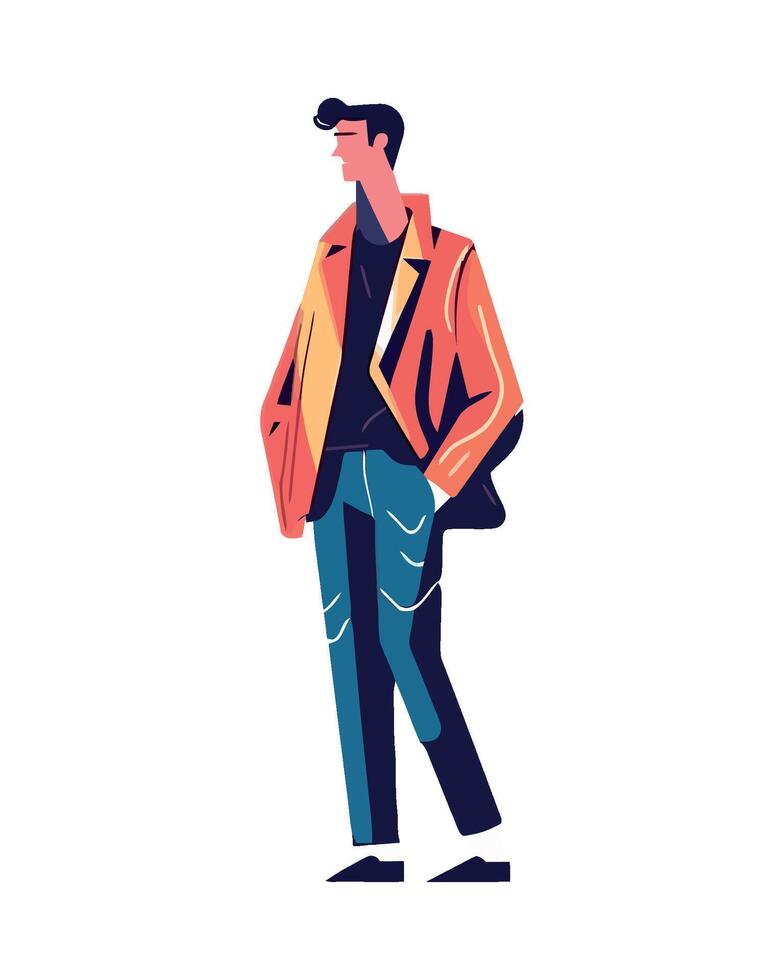 A man in a jacket and jeans vector
