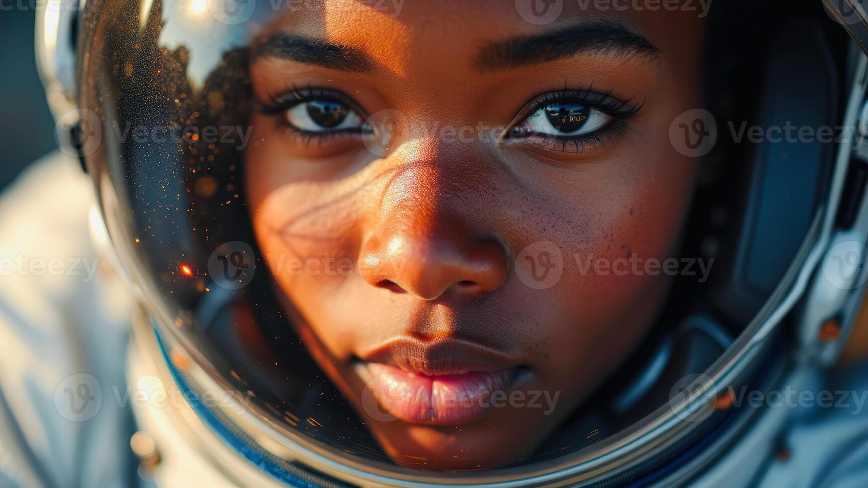 Close Up Portrait of an Astronaut with a Determined Expression photo
