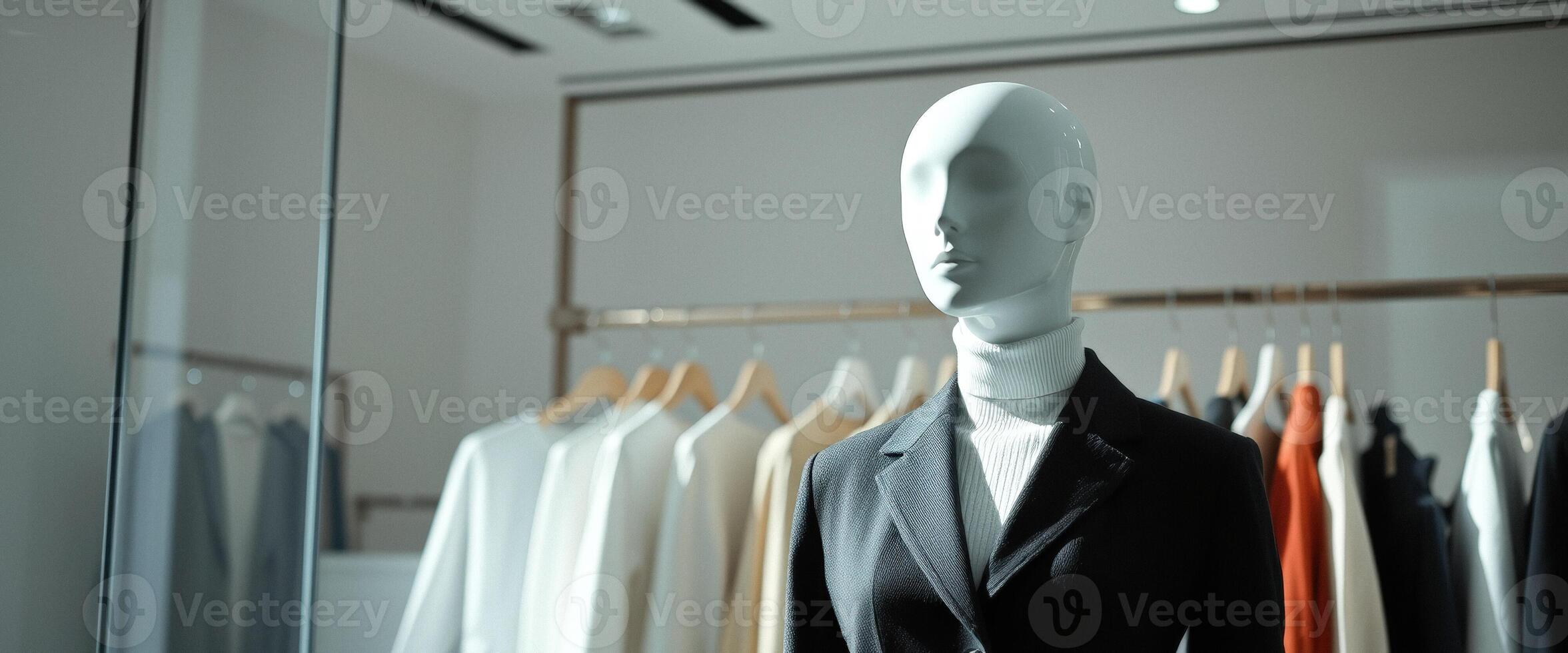 Mannequin wearing a blazer in a shop photo