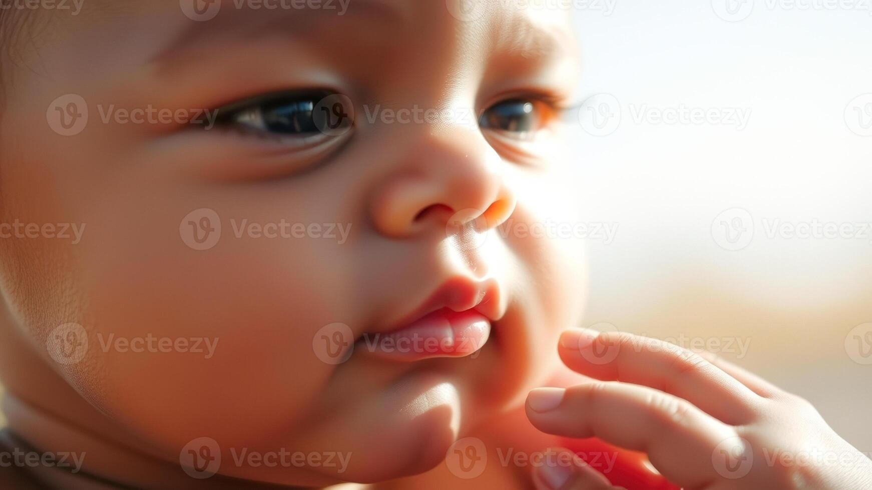 Close up of a baby's face photo