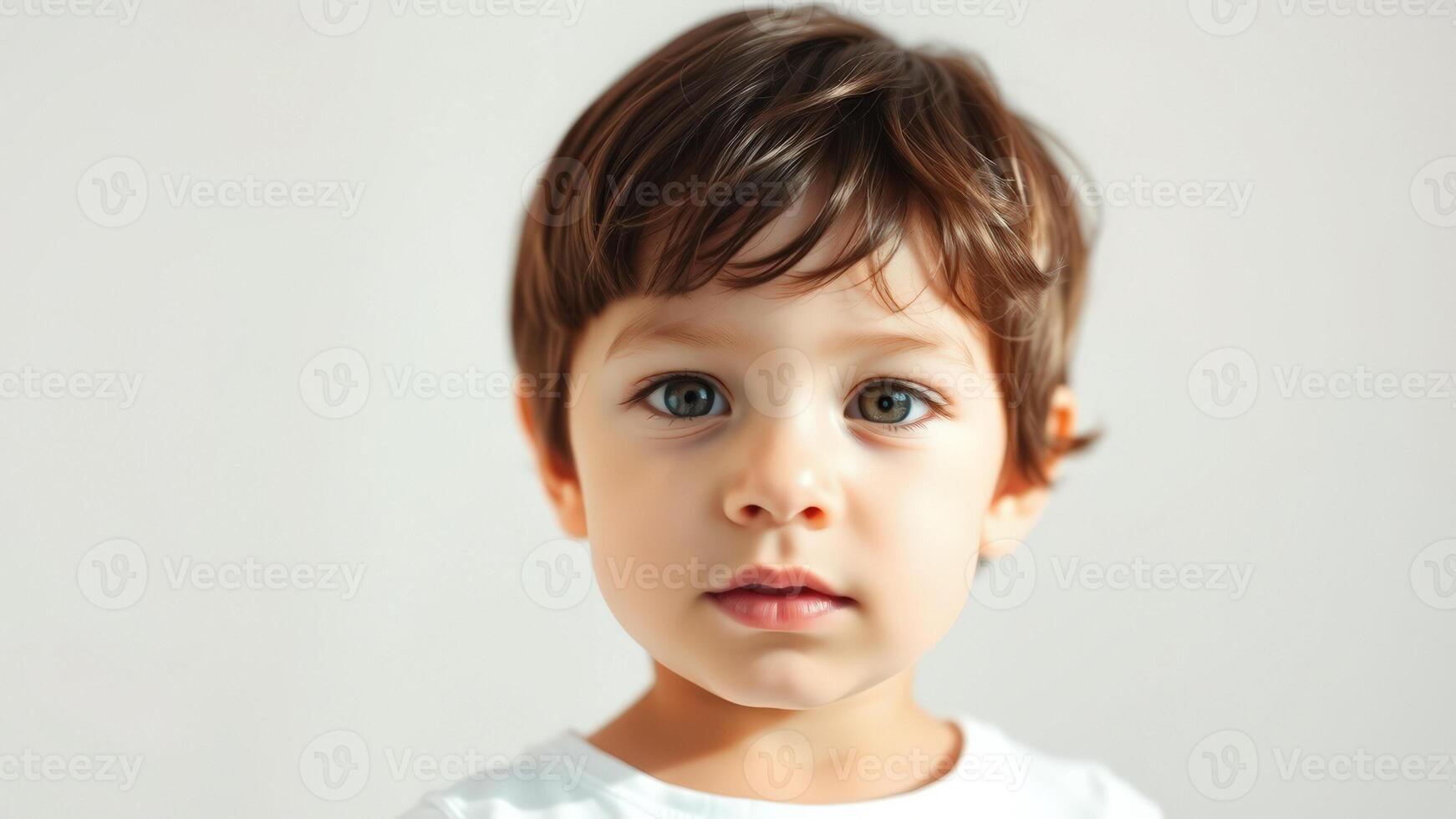 Portrait of a Little Boy with Curious Eyes photo