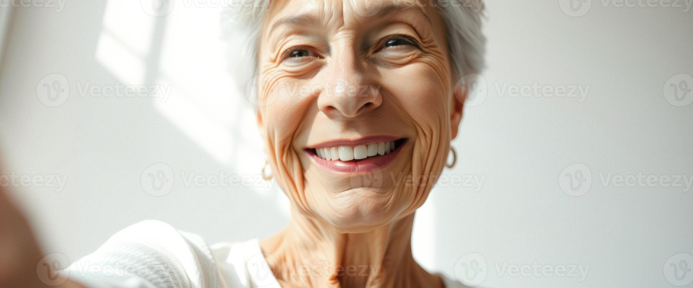 Close up of a senior woman smiling photo