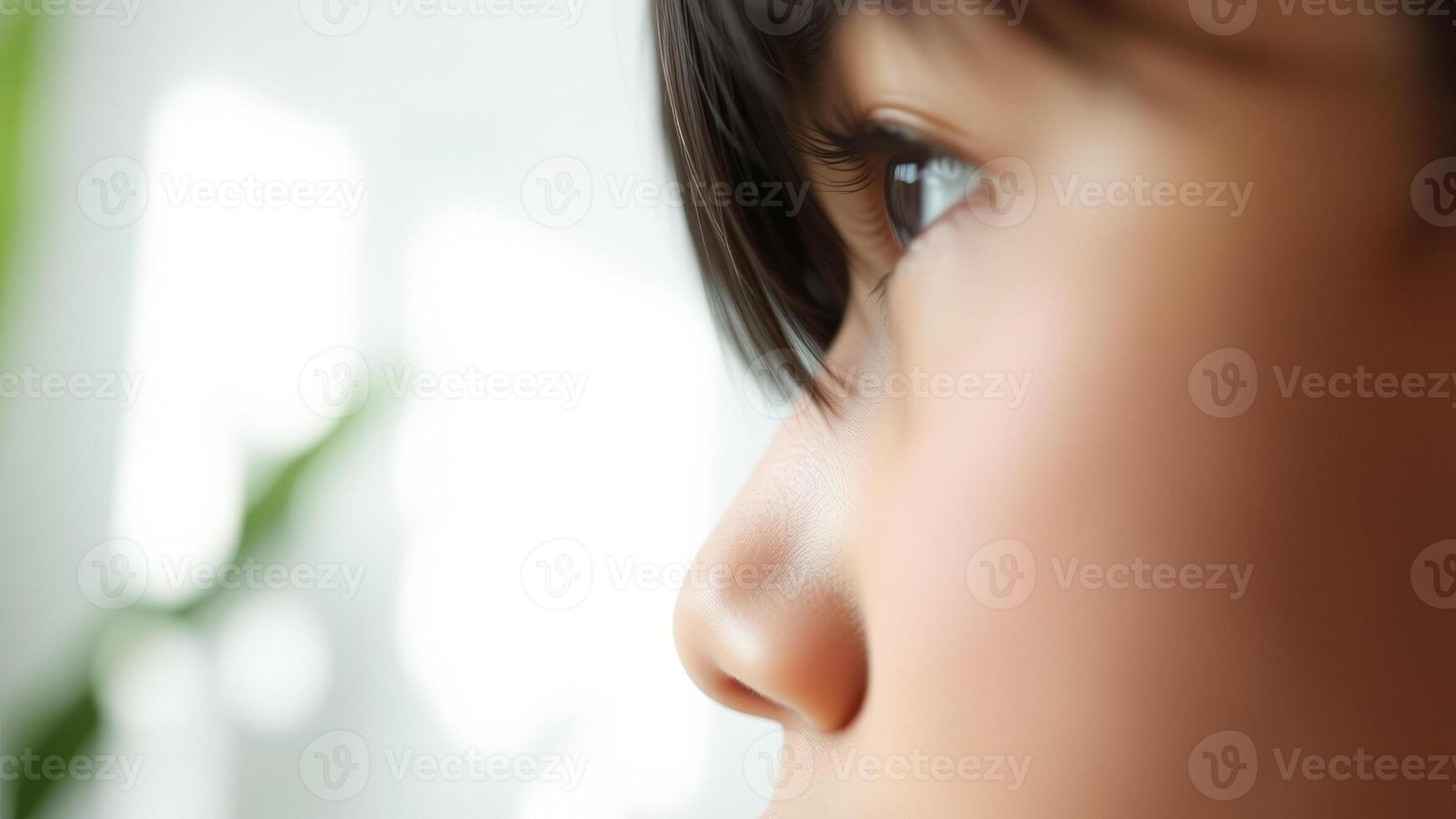 Close Up of Young Girl's Profile, Looking Away photo