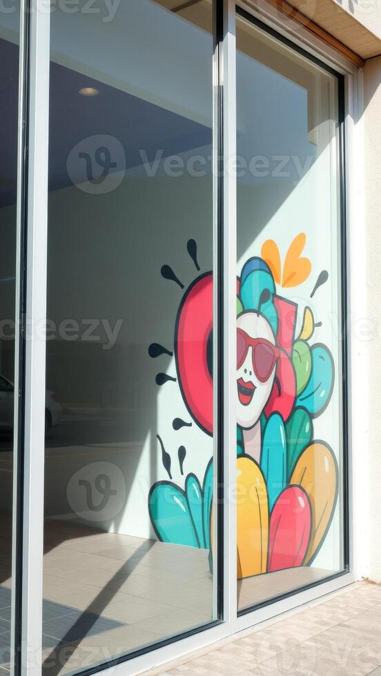 Colorful Graphic Design on Store Window photo