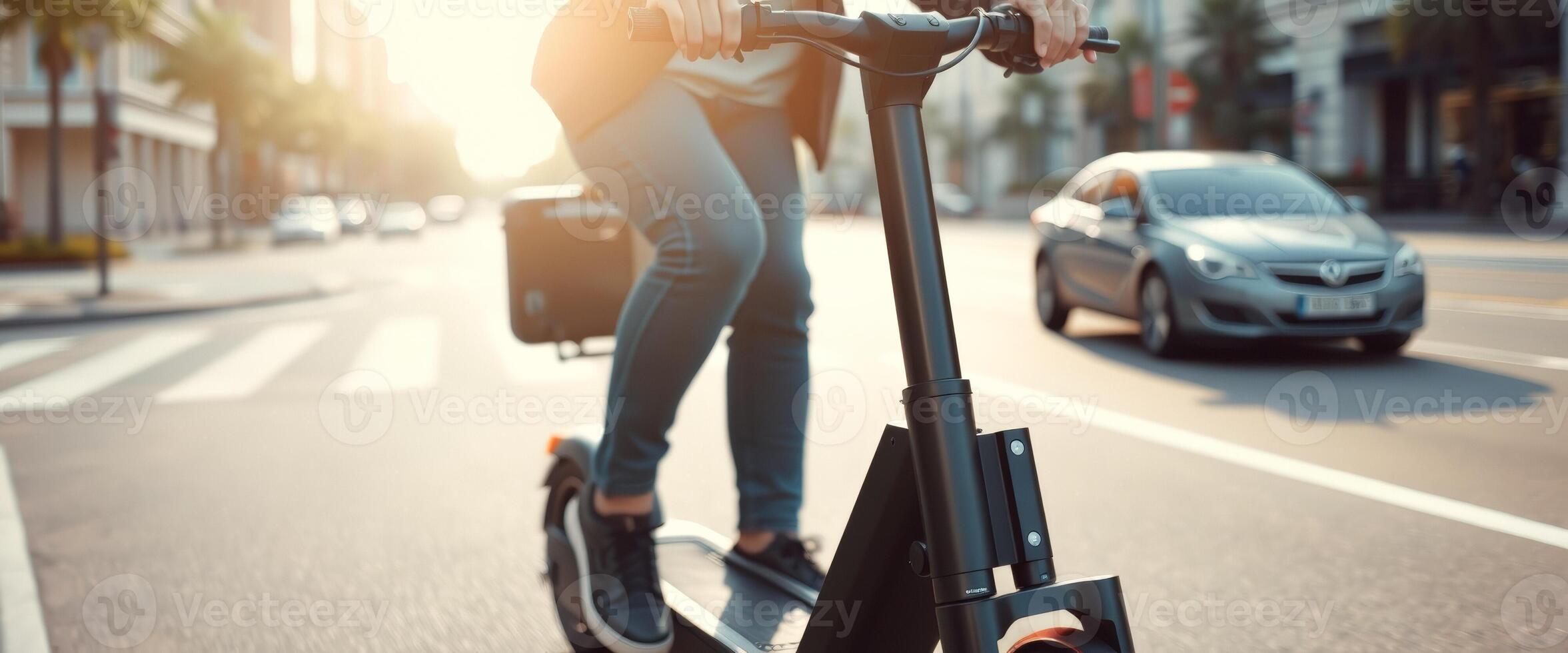 Electric Scooter Ride Through City Street photo