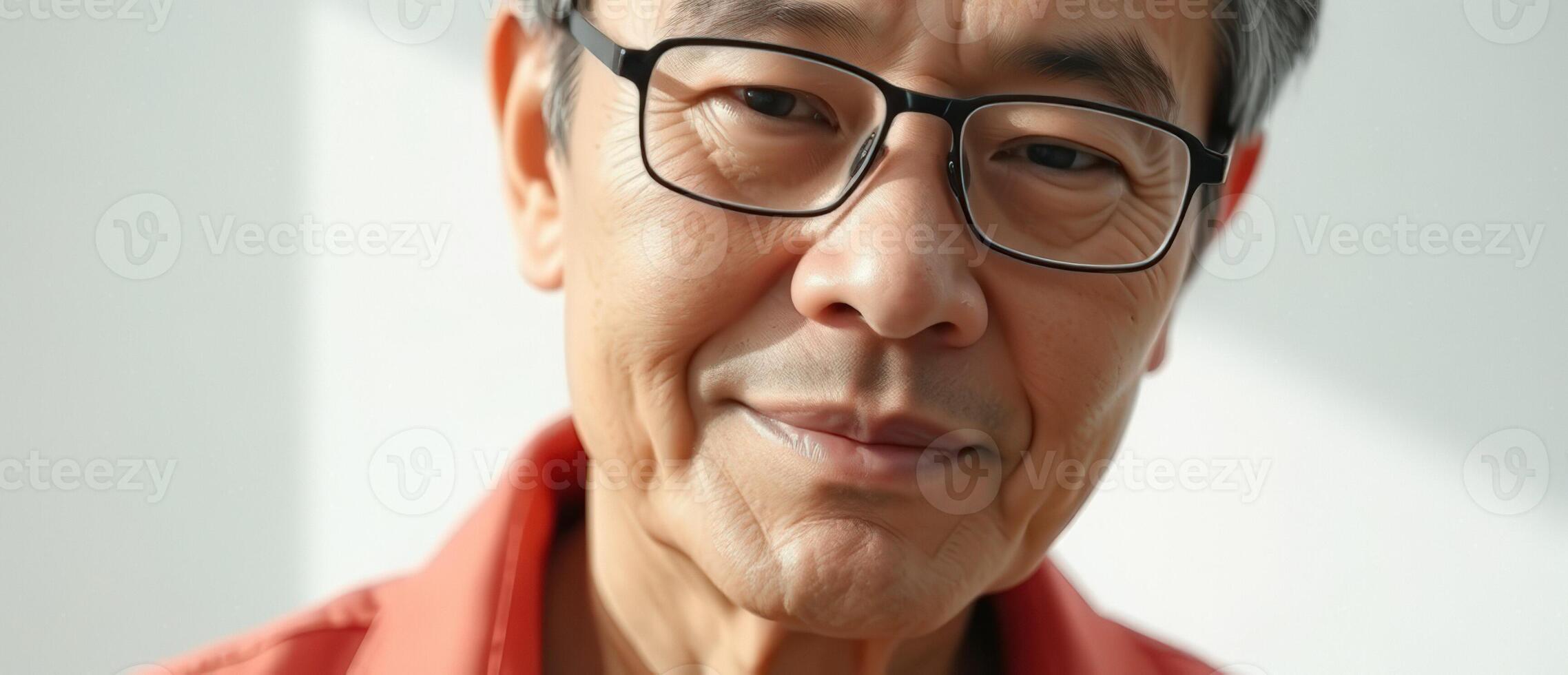 Close-up of a senior man with a thoughtful expression photo