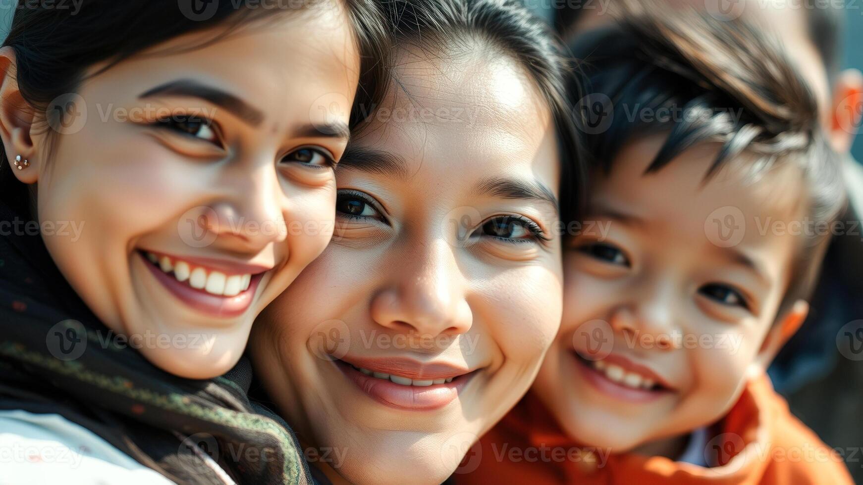 Close-up of three smiling people photo