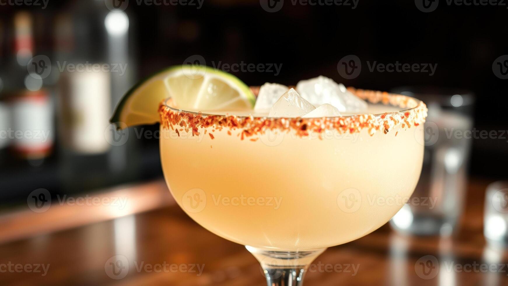 Close-up of a refreshing margarita with a lime wedge photo