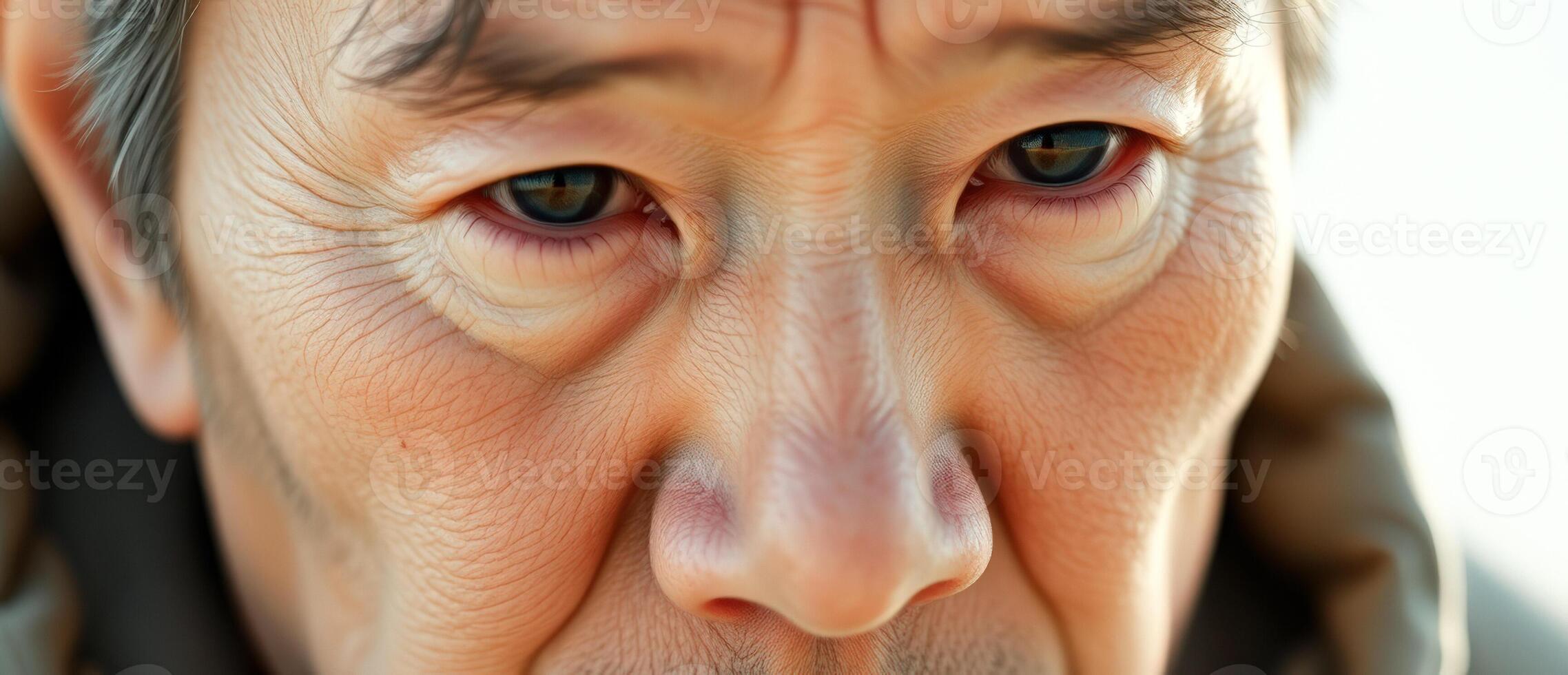 Close-up of an Asian man's eyes and nose photo