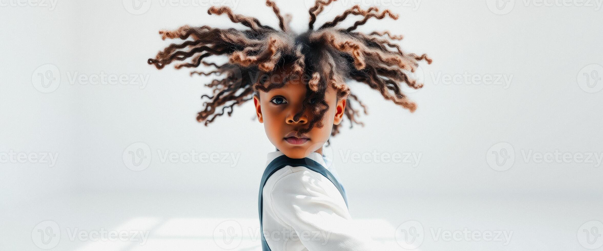 Young Boy with Dreadlocks Looking at the Camera photo