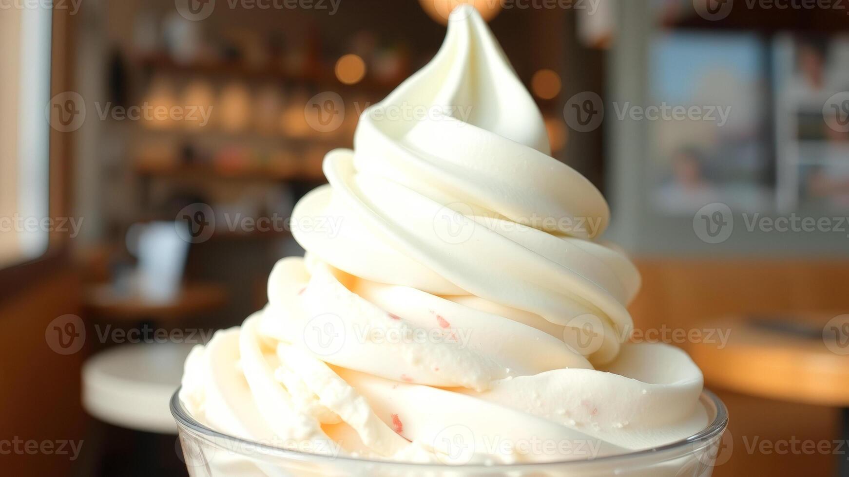 Close Up of a Creamy Soft Serve Ice Cream Cone photo