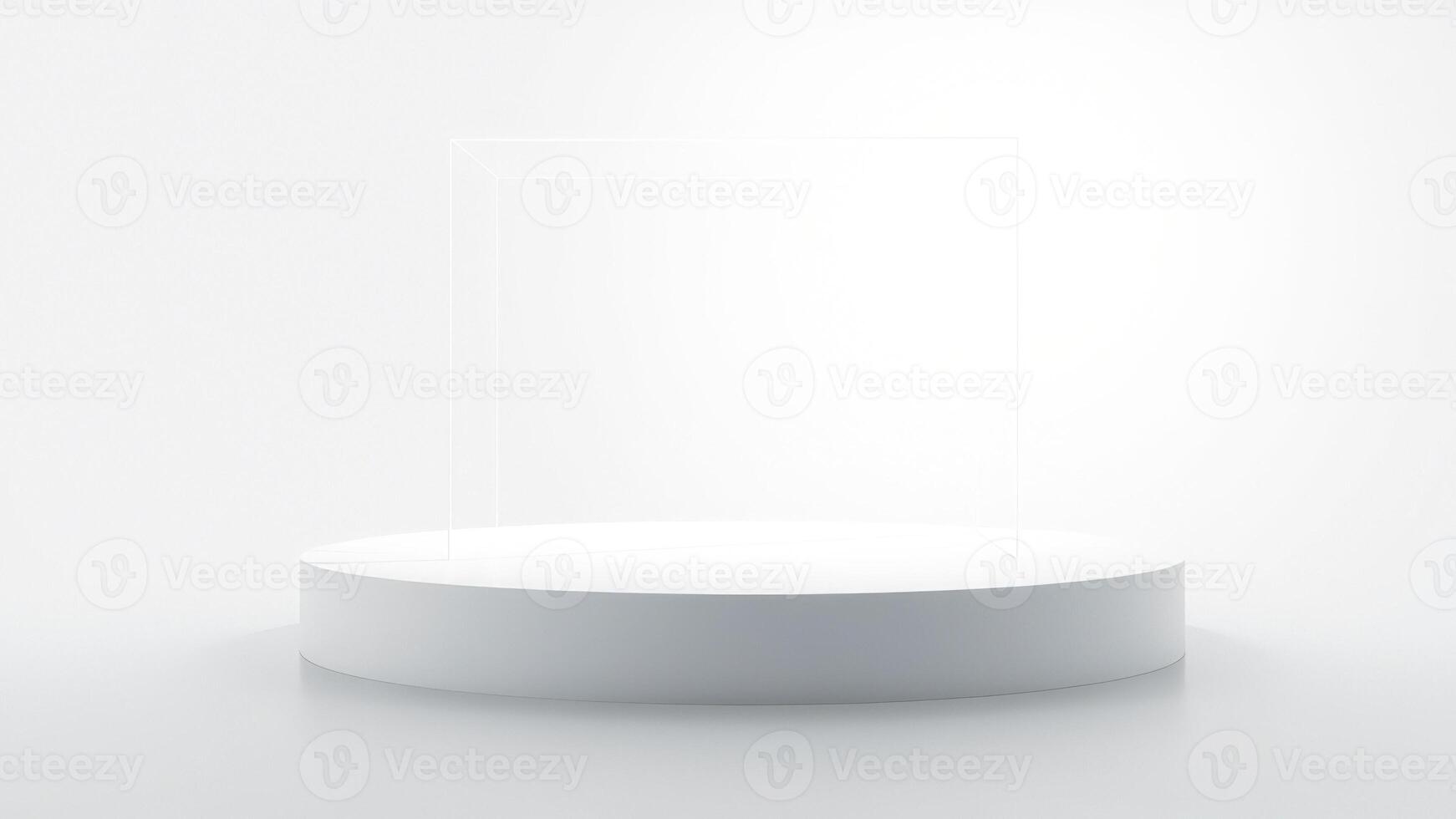 Empty White Podium with Glass Display Case photo