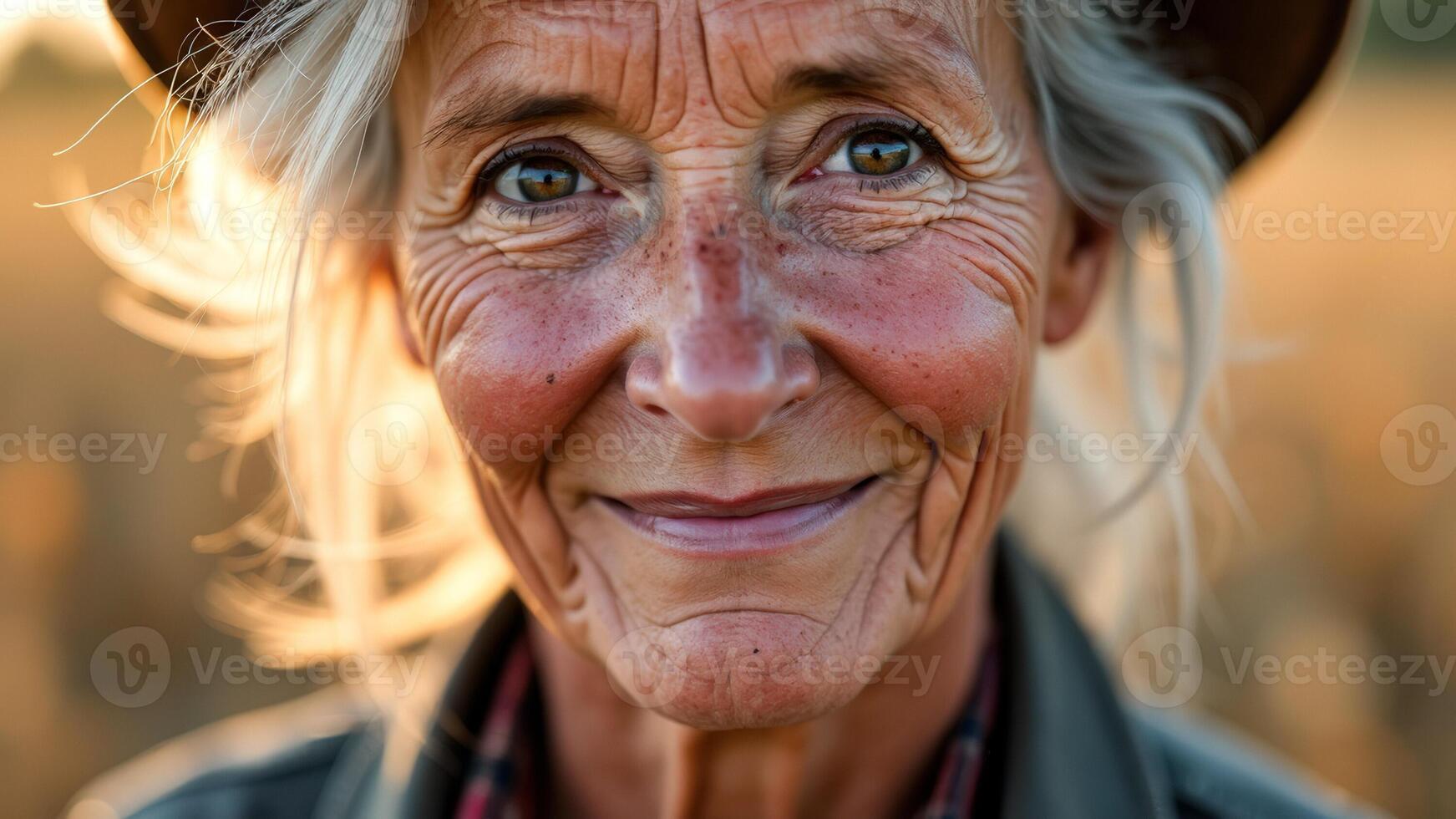 Close-up portrait of an elderly woman with a warm smile photo