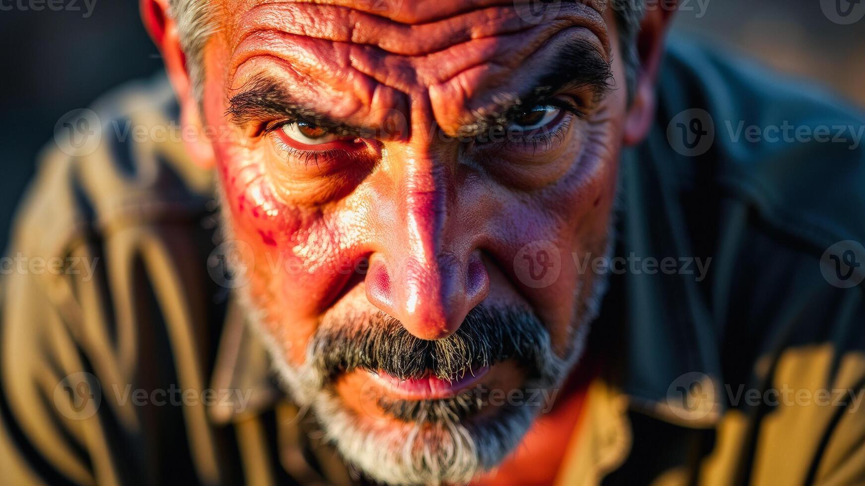 Close up of a weathered man's face photo