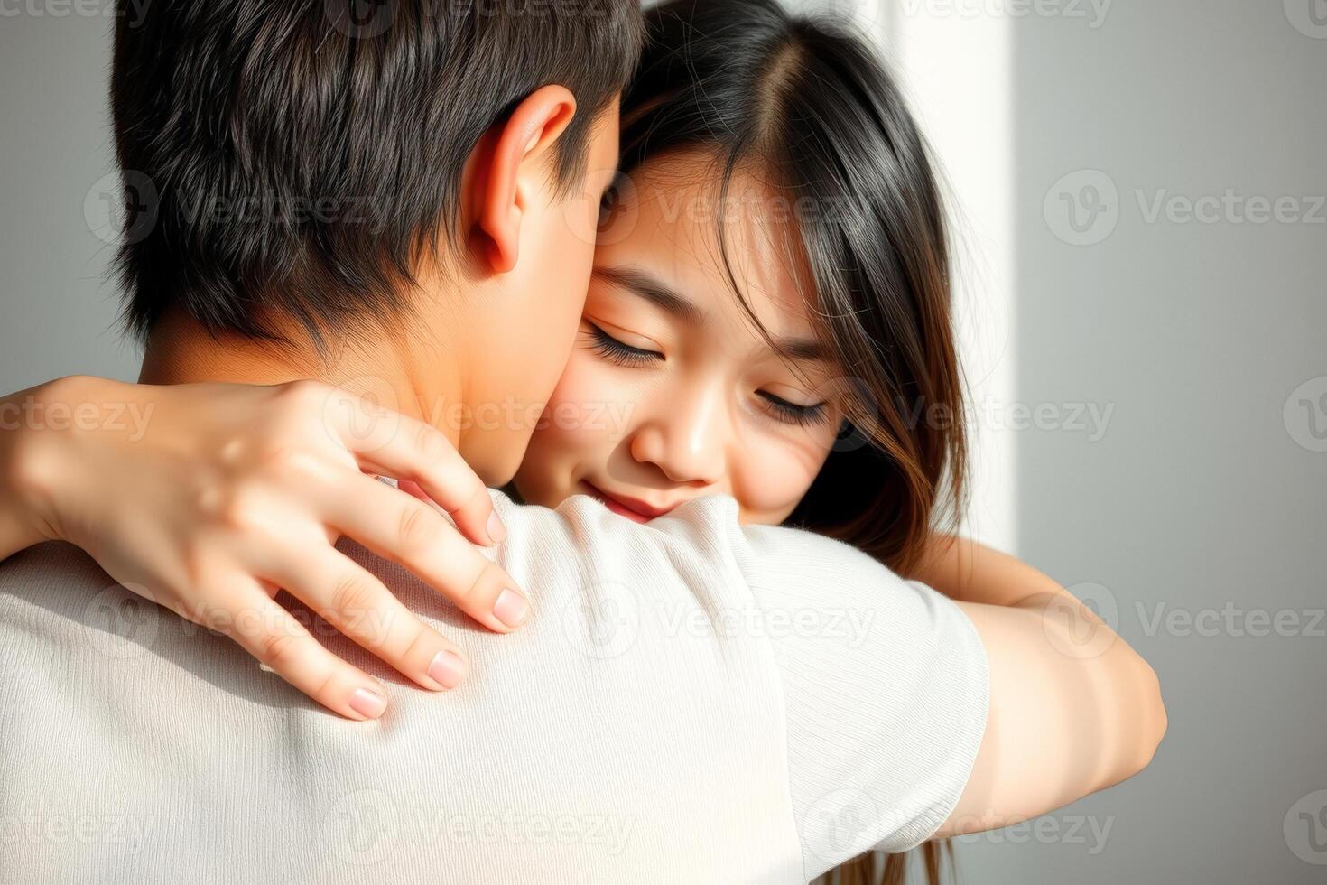 Young Couple Hugging and Showing Affection photo