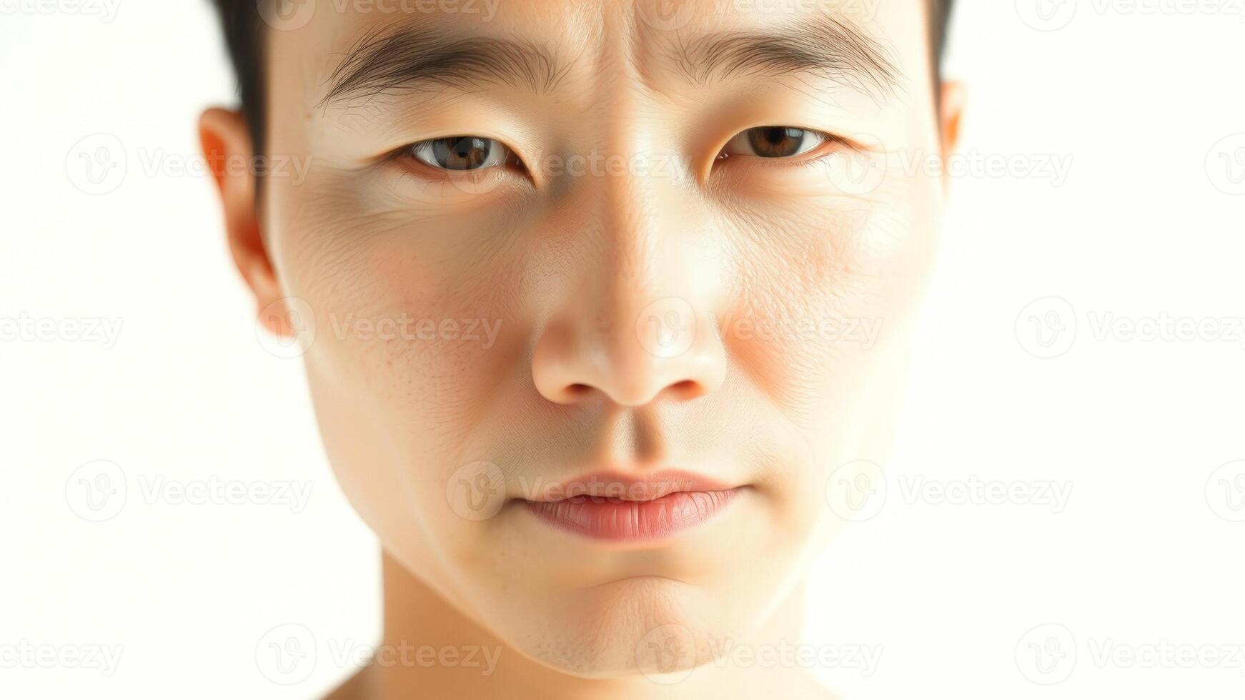 Closeup portrait of a young man with a serious expression photo