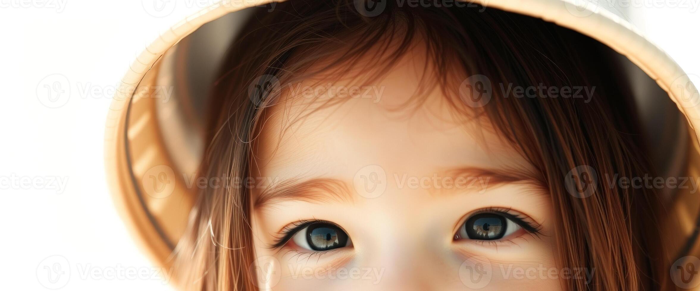 Little girl looking up with curiosity photo