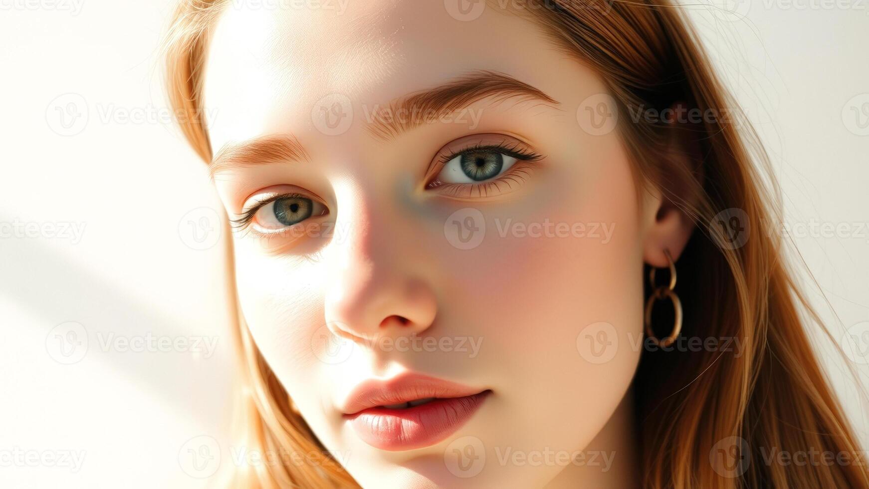 Close up of beautiful woman's face photo
