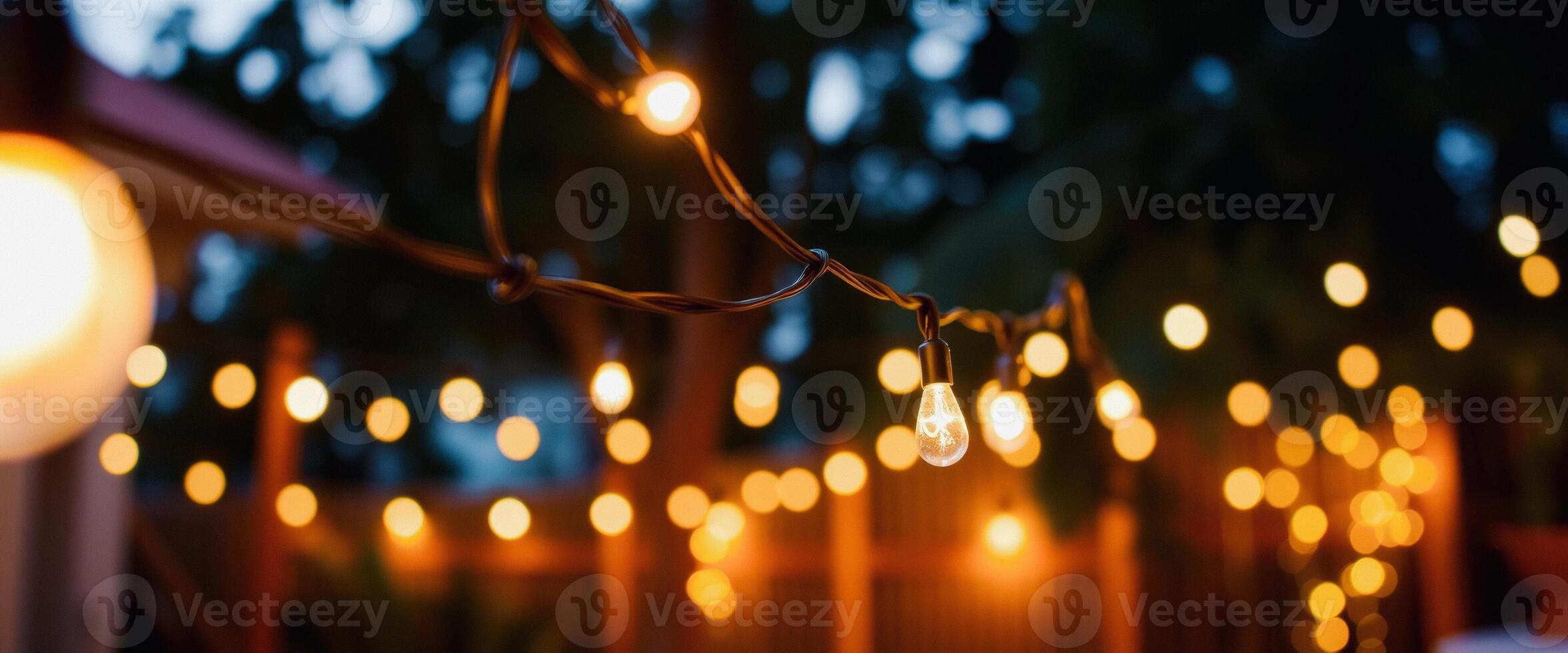 Warm String Lights at Twilight photo