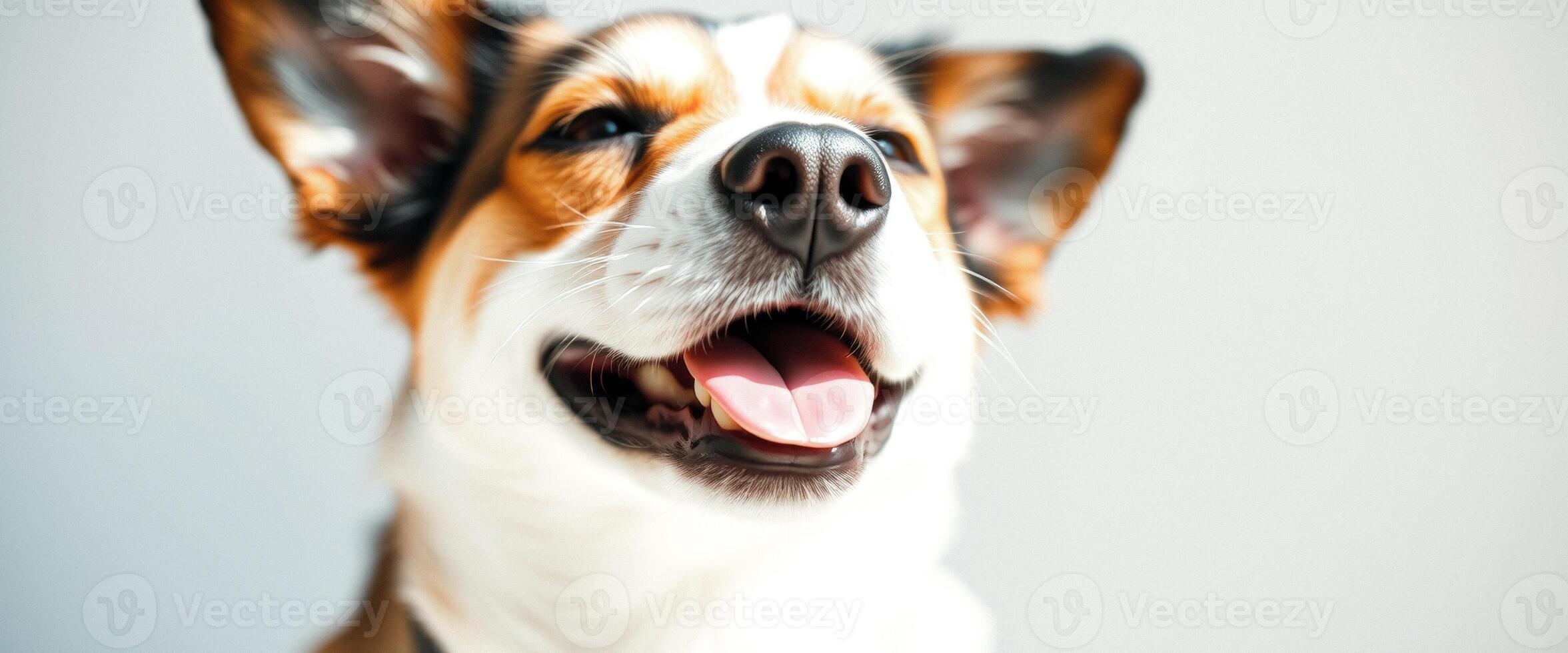 Close up of a happy dog's face photo
