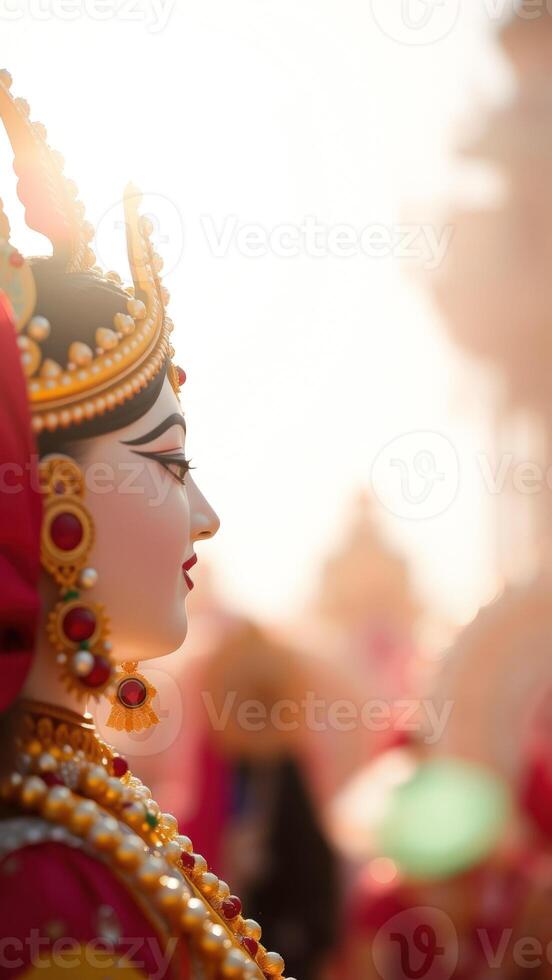 Closeup of an Indian Goddess Statue photo