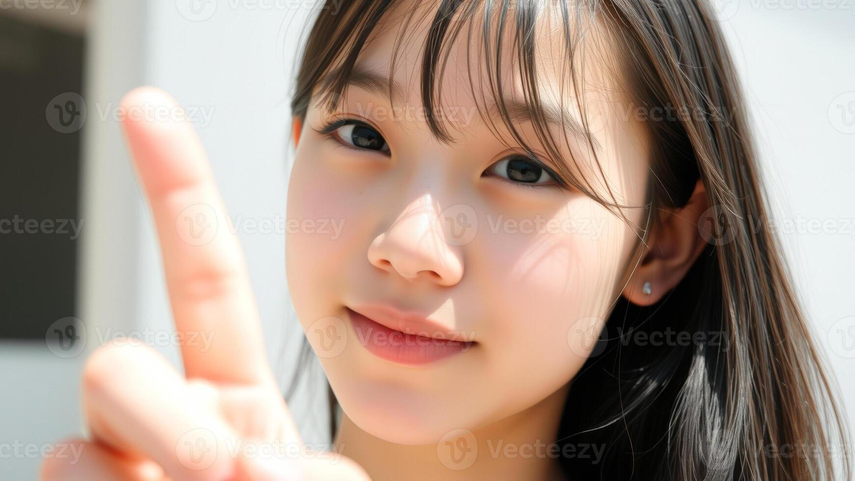 Young Woman Points Finger photo