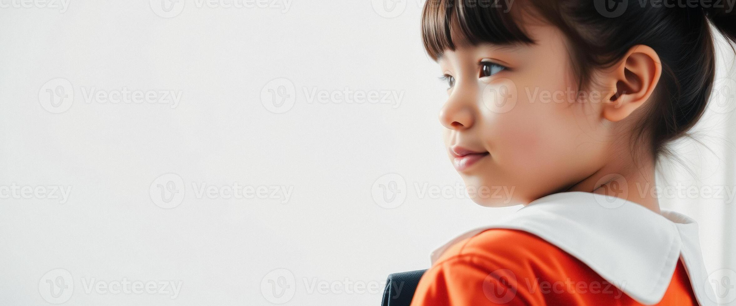 Portrait of a young girl looking away photo