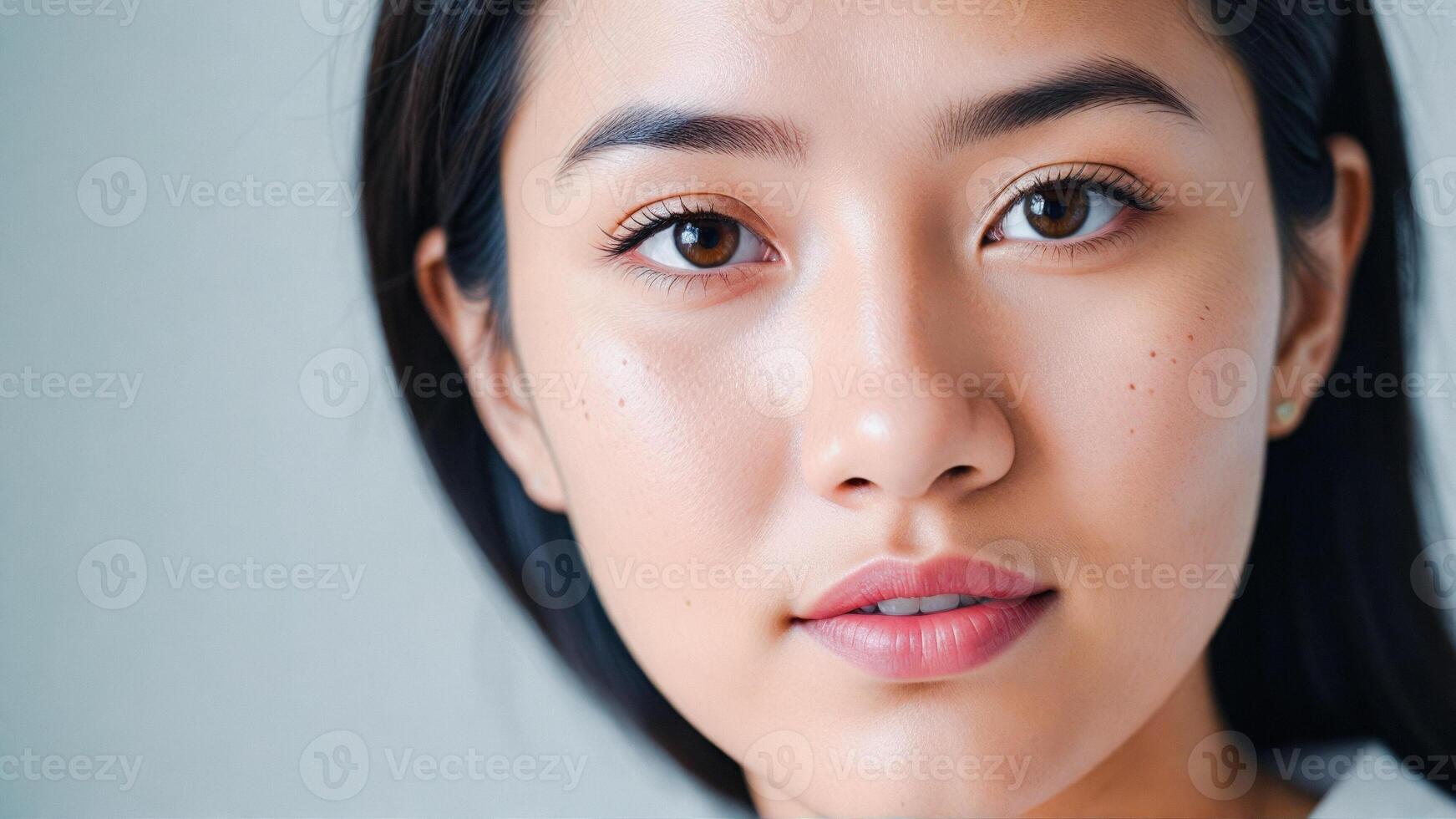 Close-up Portrait of a Young Woman with Soft Focus photo