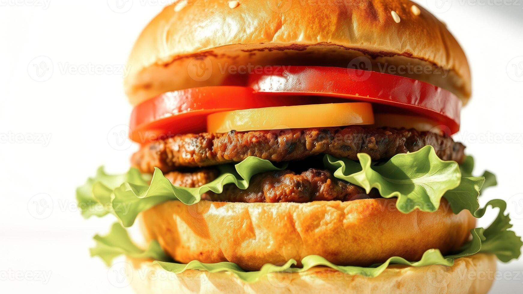 Close Up of a Delicious Double Cheeseburger photo
