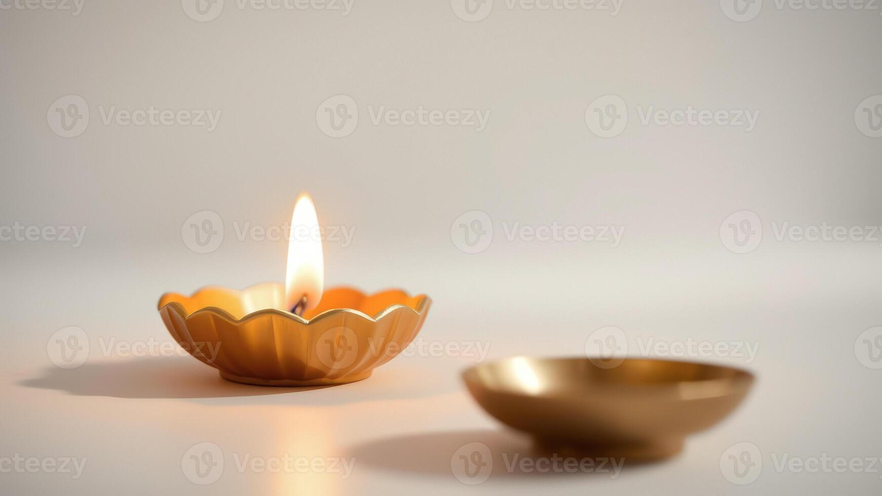 Golden Candle Holder with a Single Flame photo