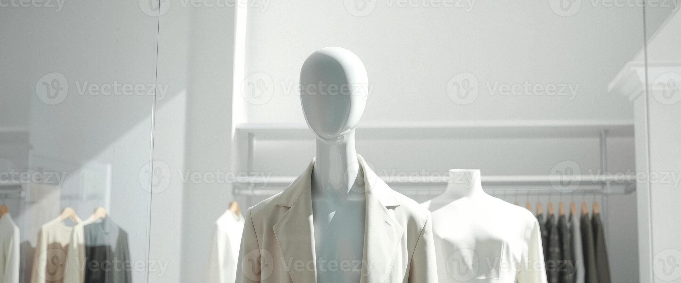 Mannequin in White Blazer in Minimalist Clothing Store photo