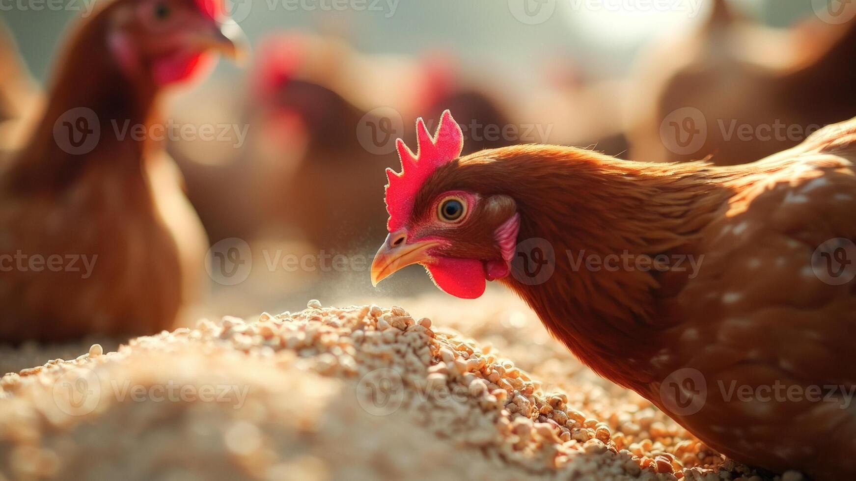 Chicken Pecking at Feed photo