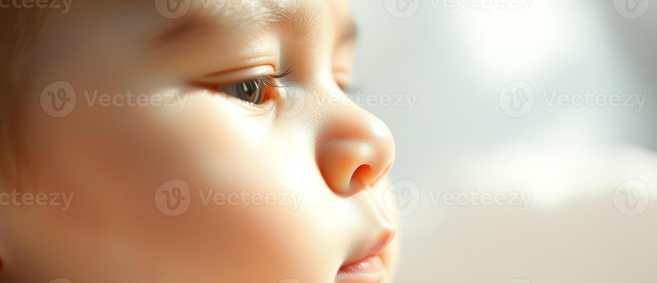 Closeup of baby's eye and nose photo