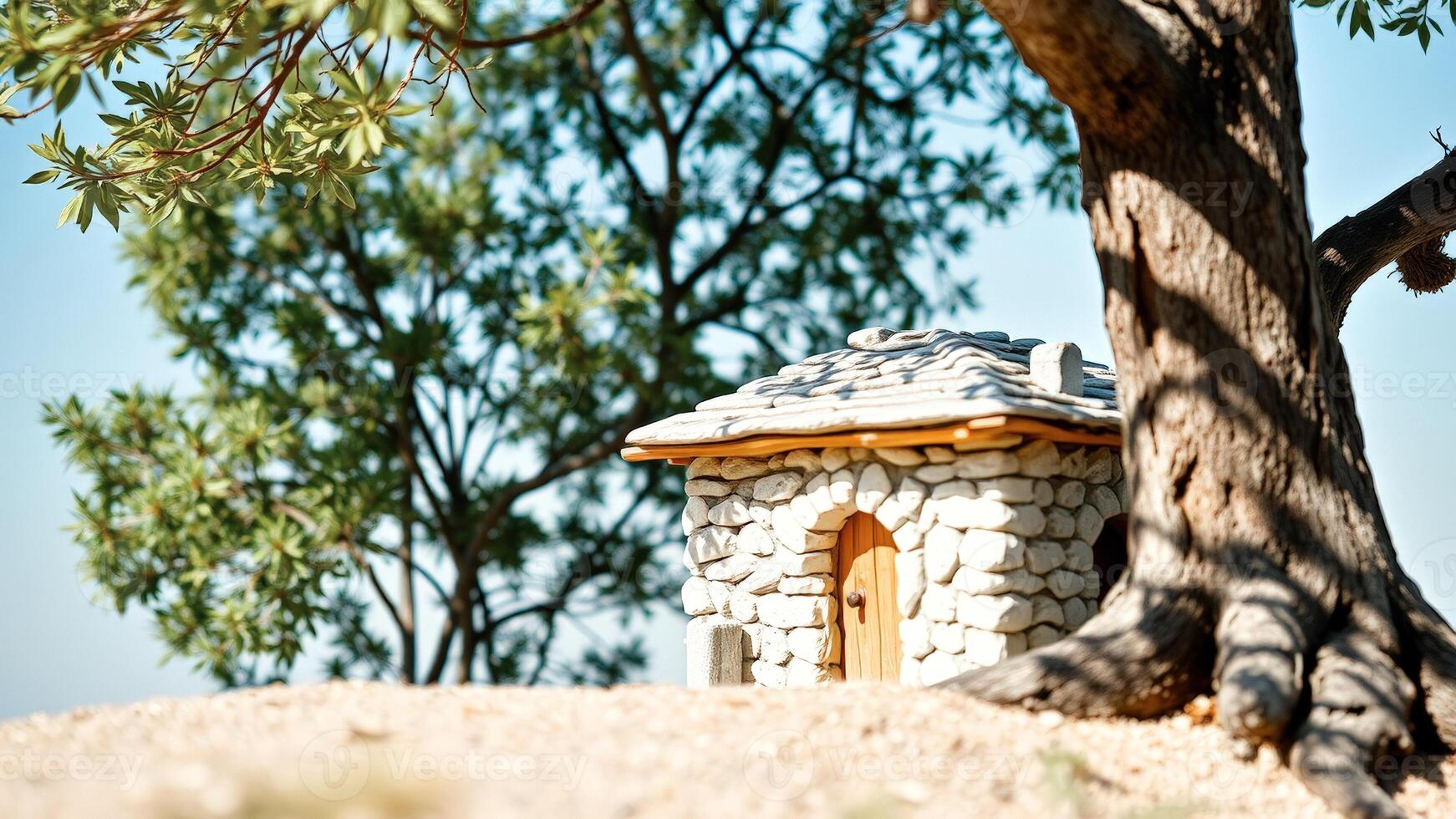 Stone Cottage Under a Tree photo