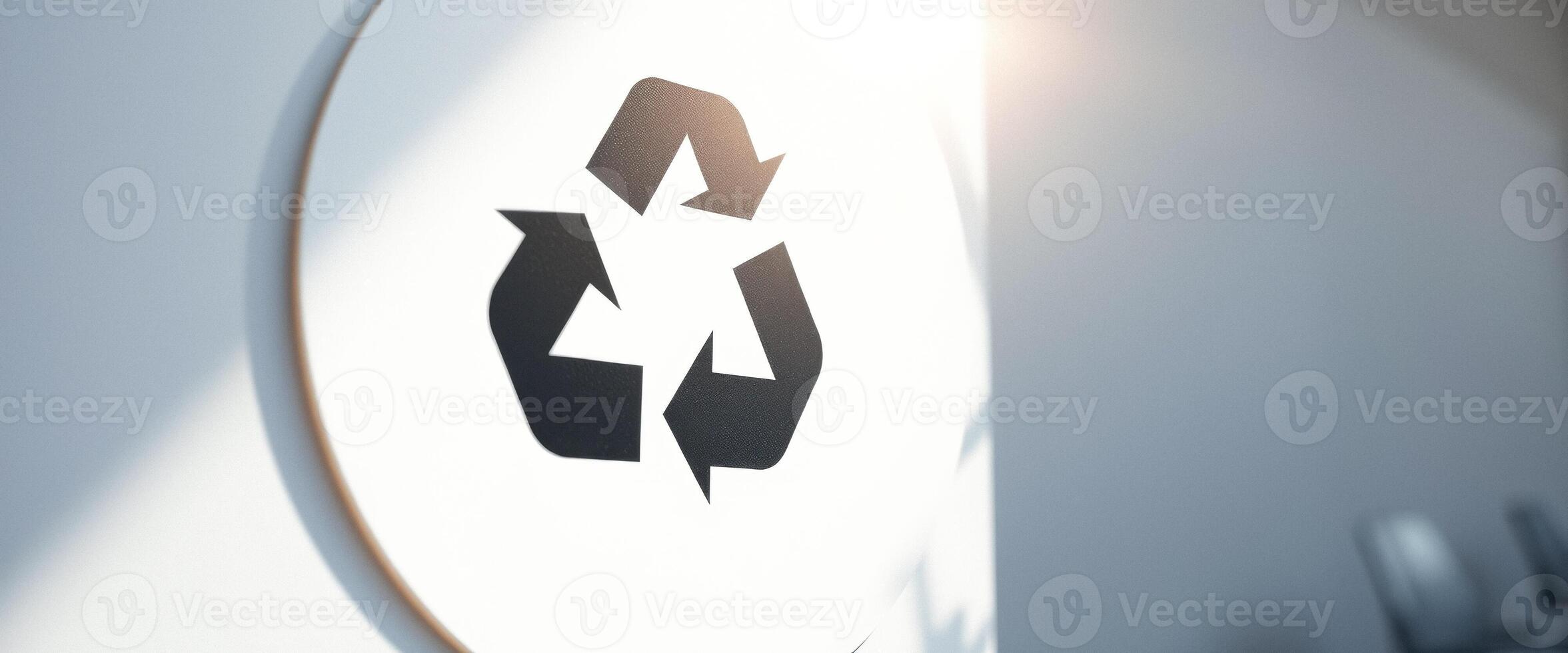 Recycling Symbol on White Circle photo